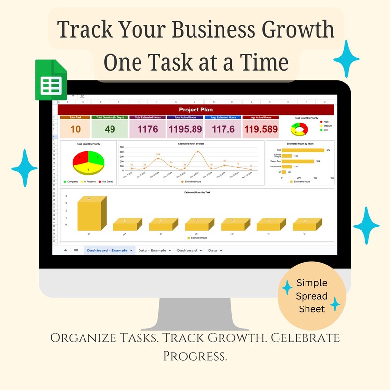 Clean Looking Tasktracker Task Tracker Spreadsheet Template for Google Sheets | Dynamic Dashboard ...