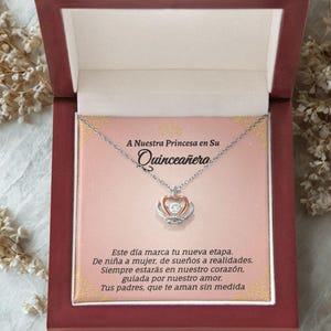 Quinceañera Gift for Daughter, Crown Pendant Necklace,Sweet 15 Princess Jewelry,15th Birthday Gift from Parents, Heart Necklace,Message Card