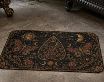 Spirit Board Bath Mat, Gothic Bathroom Decor, Celestial Moth Rug, Witchy Dark Academia Bath Rug, Victorian Occult Home Decor