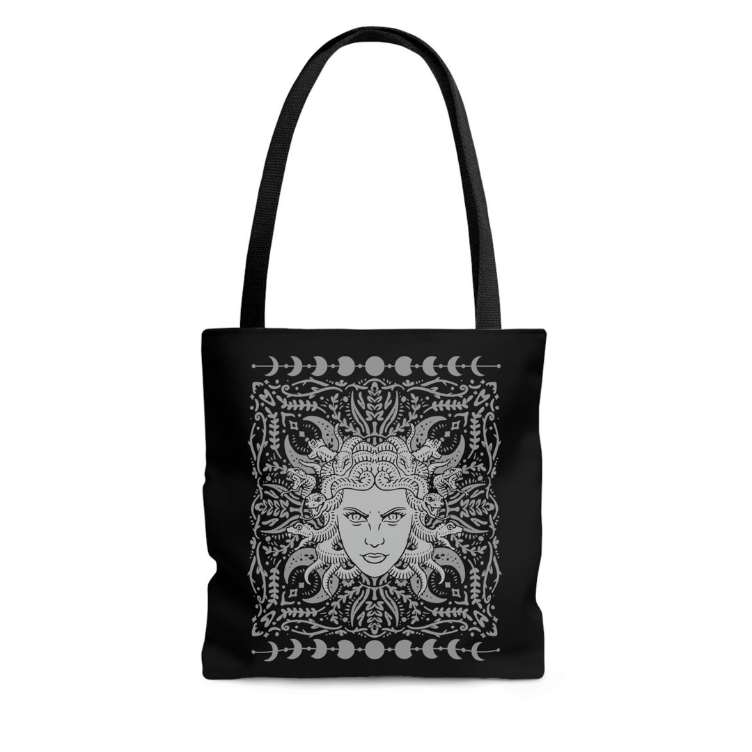 Goddess Medusa Tote Bag, Greek Mythology Book Bags, Snakes, Witch Totes