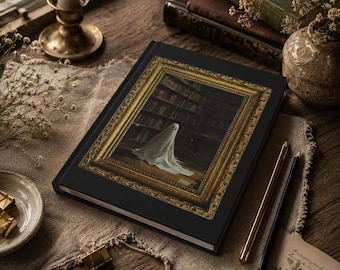 Spooky Library Ghost Journal | Gothic Hardcover Notebook | Dark Academia Book Lover Gift