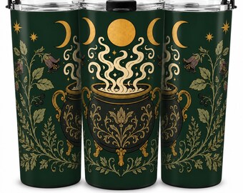 Witch's Cauldron Tumbler 20oz | Witchy Travel Mug | Cottage Witch Gift | Insulated Coffee Cup