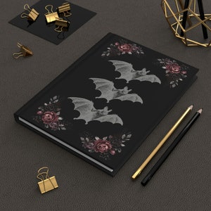 Dark Academia Hardcover Journal: Gothic Bat & Floral Lined Notebook