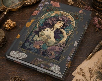 Art Nouveau Floral Hardcover Journal | Gothic Botanical Notebook | Dark Academia Gift