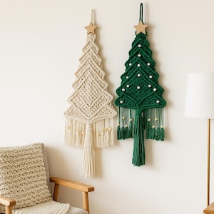 Macrame Christmas Tree Wall Hanging: Boho Farmhouse Holiday Decor