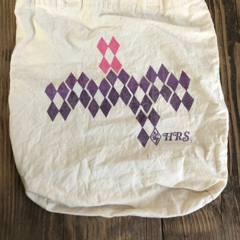 Canvas Market Bag Reusable Bag HRS Vintage Canvas Tote Pink and Purple