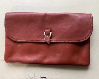 Large Leather Clutch Purse-Vintage Cordovan Envelope Clutch