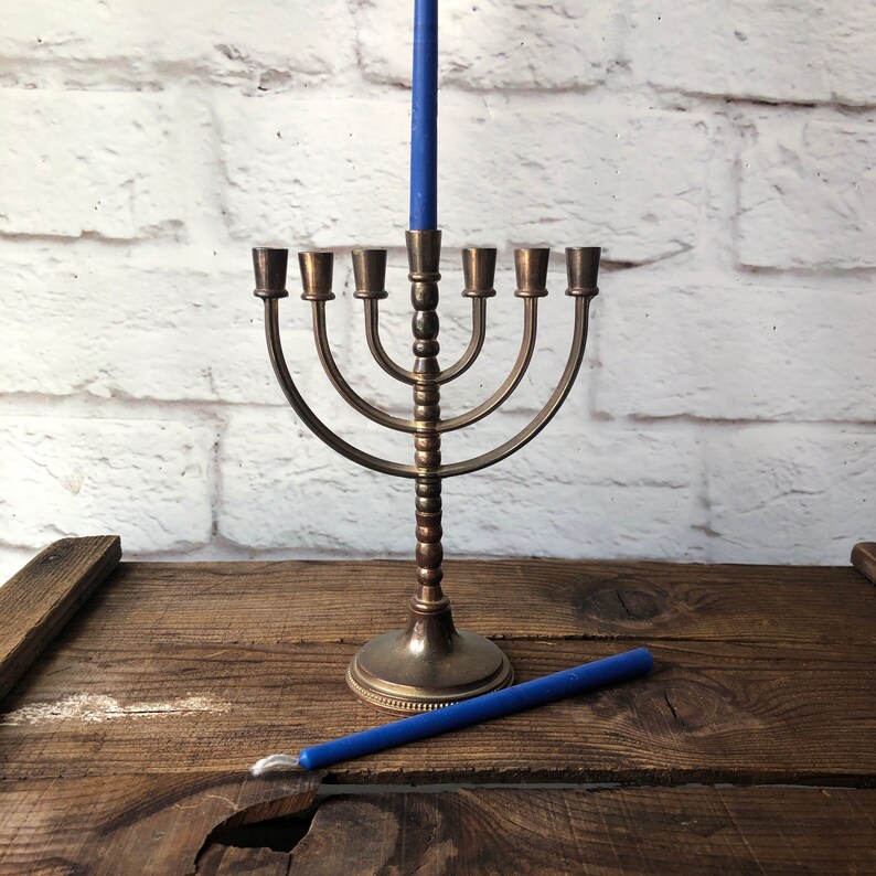 Vintage Brass Menorah Seven Candle Menorah Hanukkah Menorah Etsy
