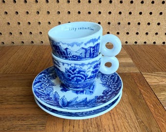 Tazas y platillos de espresso de la colección Illy Art 2005, diseñados por Rufus Willis / Porcelana Rosenthal /