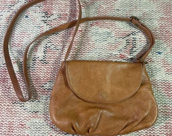 Vintage Brown Leather Purse - Small Handbag - Simple - Extra Small - Worn Brown Leather - Bag