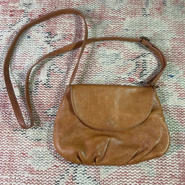 Vintage Brown Leather Purse - Small Handbag - Simple - Extra Small - Worn Brown Leather - Bag