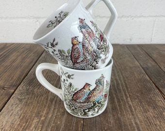 Vintage Johnson Brothers Game Birds Mug - Ceramic Coffee Cup Tea Cup - Ruffled Grouse - Made in English