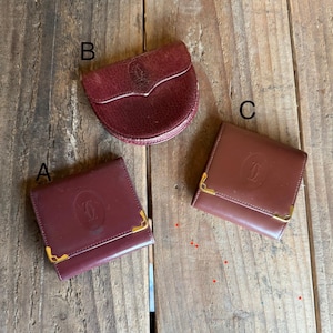 Vintage Authentic Must de Cartier Coin Purse -  Case - Bordeaux - Calf - Leather - Brown - Wine