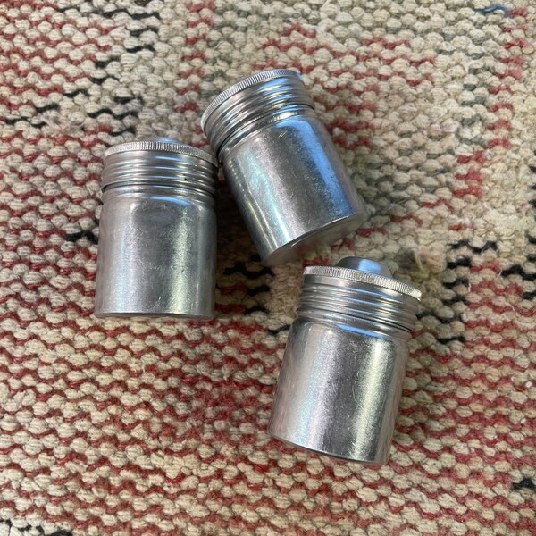 Vintage Ansco Metal Film Canisters - Silver  - Set of Three - 35mm Film