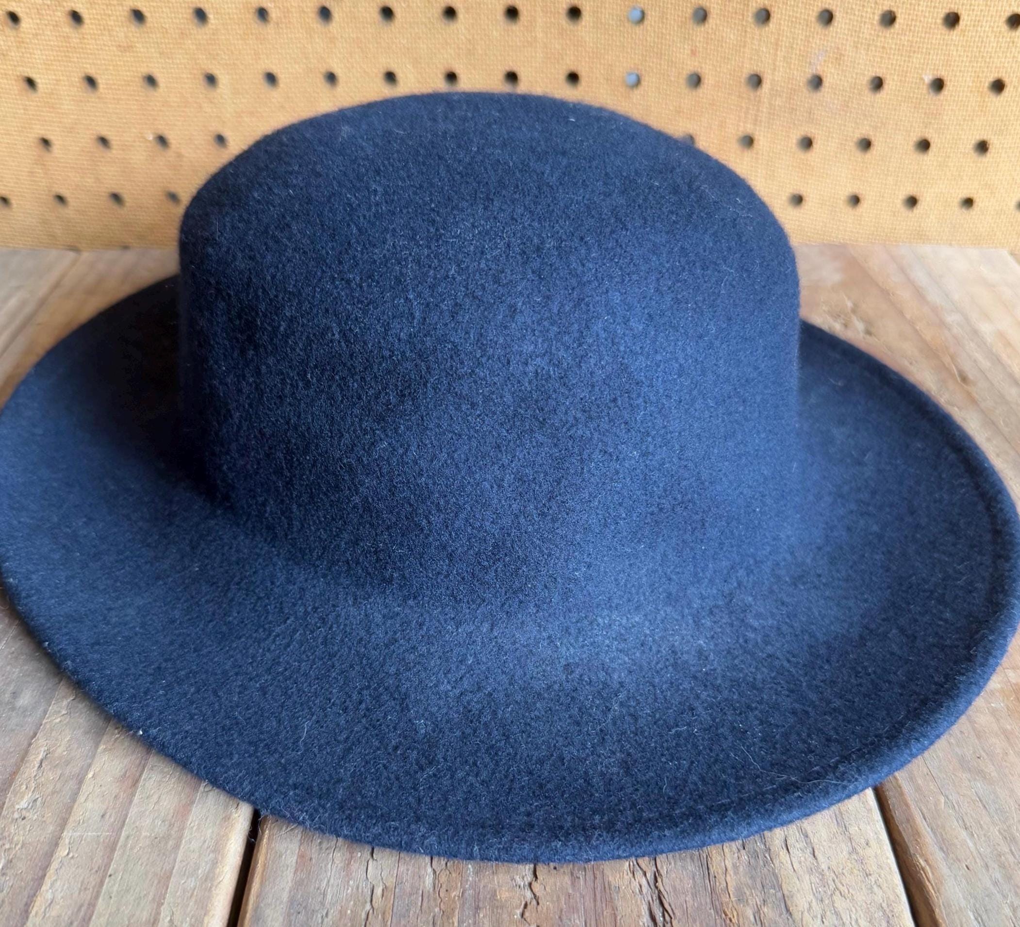 Vintage Kava Original 1940s Dark Blue Felt Hat, Rounded Cap with design netting Blue Vintage Style 1930 main image 3