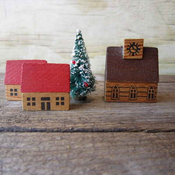 Vintage Wooden House Set of Three Small Houses Holiday Decor Kids Decor 25% OFF