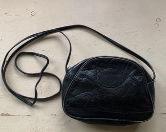 Vintage Black Shoulder Bag- Small Leather Purse Alami Bags of London