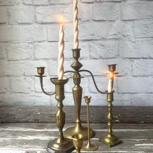Vintage Candelabras - Candle Holder Set - Brass Taper Candle Holder - Five Candle Holders