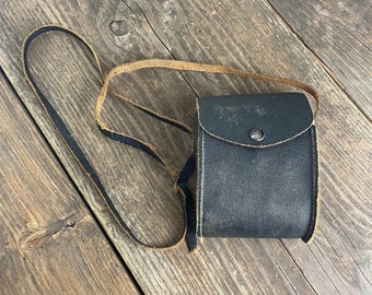 Vintage Leder Kameratasche - Schwarze Tasche - Extra Small - 1960er Jahre - Midcentury - Tasche