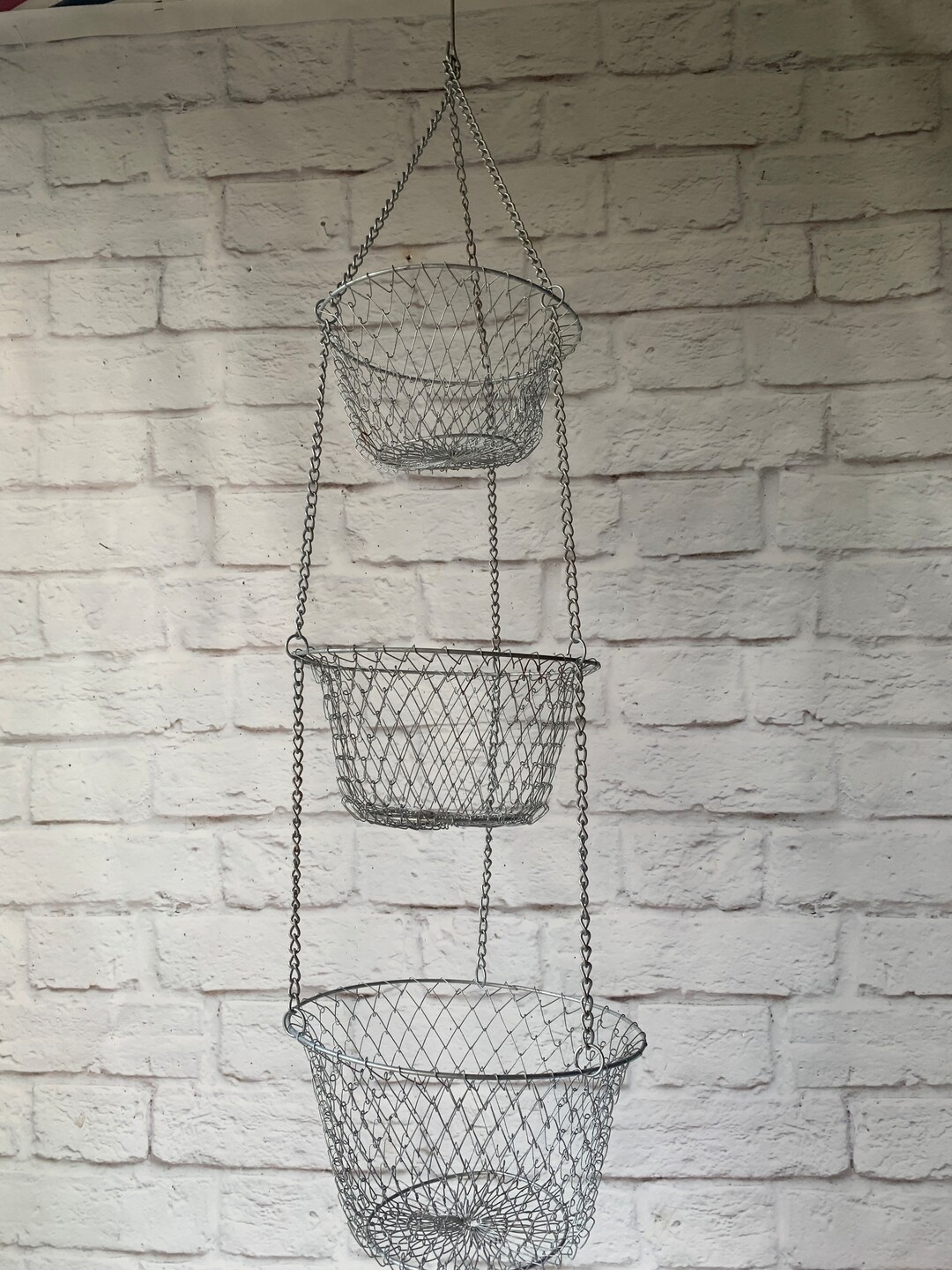 Rustic Three Tier Wire Basket Hanging Basket BOHO Storage Etsy