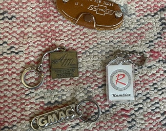 Vintage Automobile Keychains - YOU PICK - Chevrolet - GMAC - American Motors - Rambler - Car - Retro - Metal - Leather