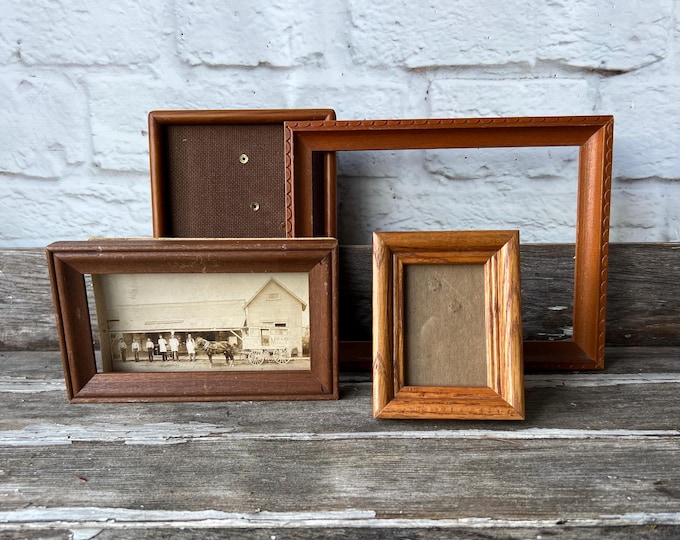 Vintage Wood Picture Frames - Set of 4 Gallery Wall Frames Table Top ...