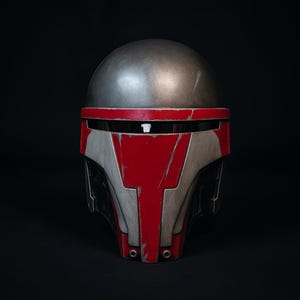 Star Wars Darth Revan Mandalorian Helmet | Wearable 18 Gauge Steel Cosplay Helmet | Adult Size with Leather Liner | Collectible