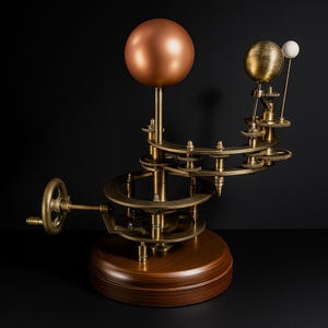 Antique Orrery Model – 18 Inch Solar System Mechanical Planetarium | Steampunk Astronomy Decor | Available in Antique Black & Polished Brass