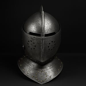 Medieval Knight Helmet | Wearable Armor Helmet with Leather Liner | Crusader Gothic Helmet for Reenactment & Cosplay | Medieval Helmet