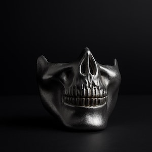 Cast Aluminum Half Skull Mask: Steampunk, Cosplay, LARP