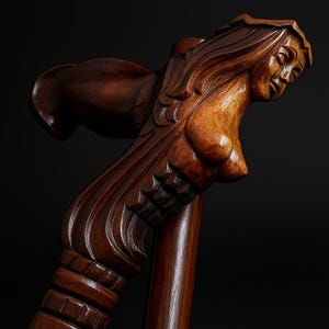 Handgeschnitzte Gehstock aus Holz: Queen Handle, Vintage-Stil