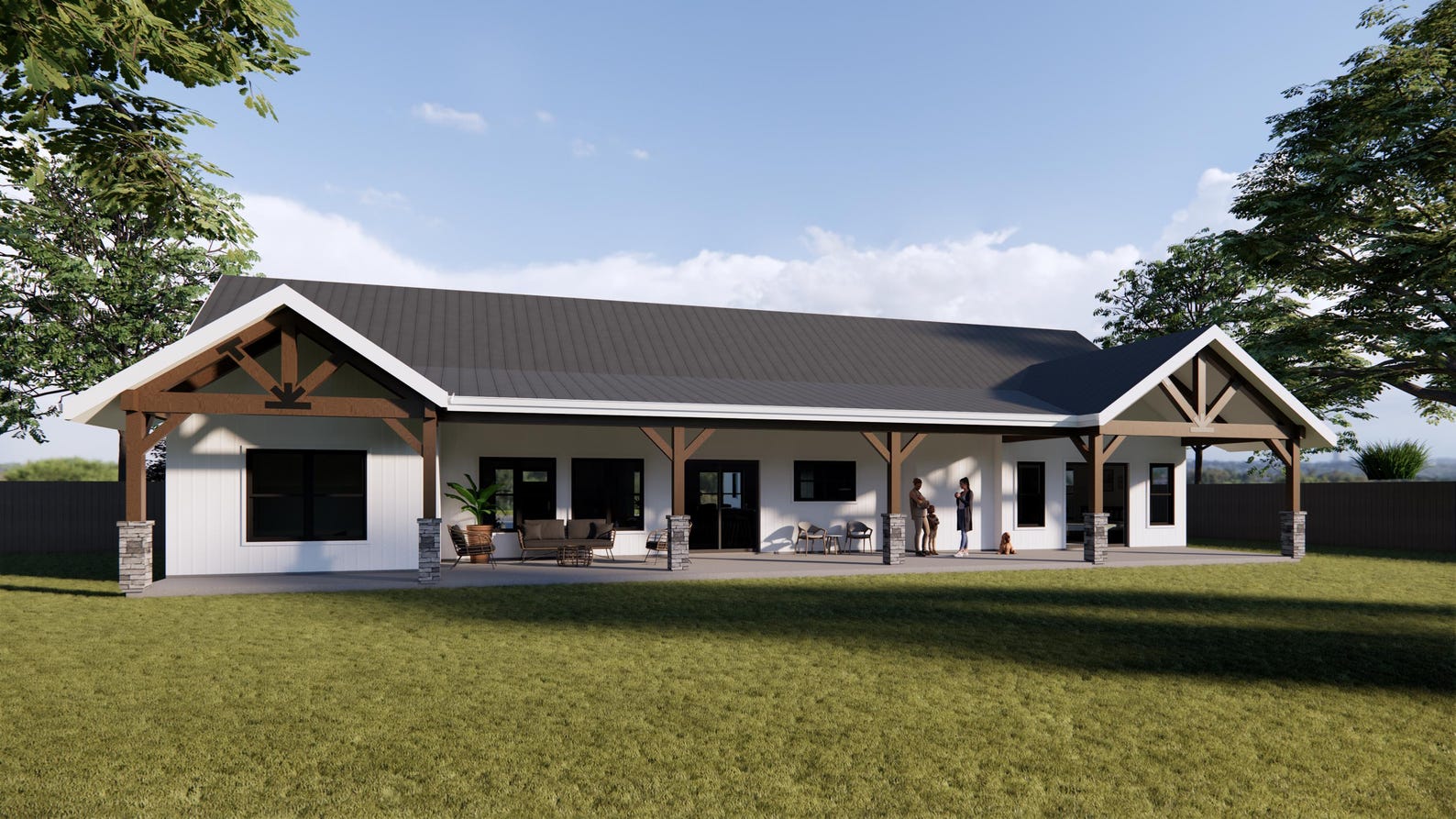 The Country House - House Plans - Open Plan Design - Modern Farmhouse 3 ...