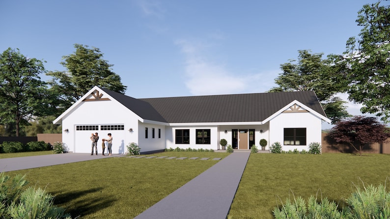The Country House - House Plans - Open Plan Design - Modern Farmhouse 3 ...