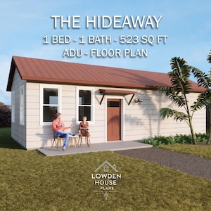 The Hideaway - ADU Floor Plan - Accessory Dwelling Unit 1 Bed-1 Bath 523 Square Feet - Concept Blueprints