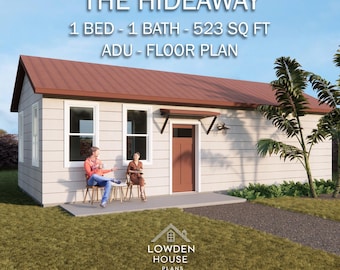 The Hideaway – Plan piętra ADU – Jednostka mieszkalna pomocnicza, 1 sypialnia, 1 łazienka, 523 stopy kwadratowe – Plany koncepcyjne