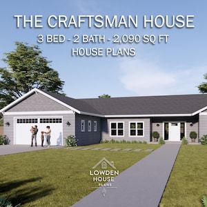 The Craftsman House - House Plans - Open Plan Design - 3 Bed-2 Bath 2,090 Square Feet - Concept Drawings Blueprints