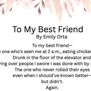 Poema para mi mejor amiga / por Emily Orta