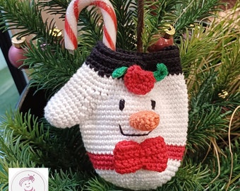 Moufle de Noël Bonhomme de neige au crochet