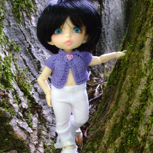 134. French and english knitting pattern PDF - Vest for BJD pukifee and Lati Yellow