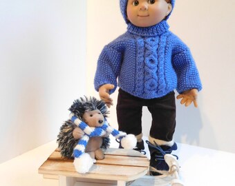 257. French and english knitting pattern PDF - Sweater and hat for Wichtel Müller doll (32 cm)