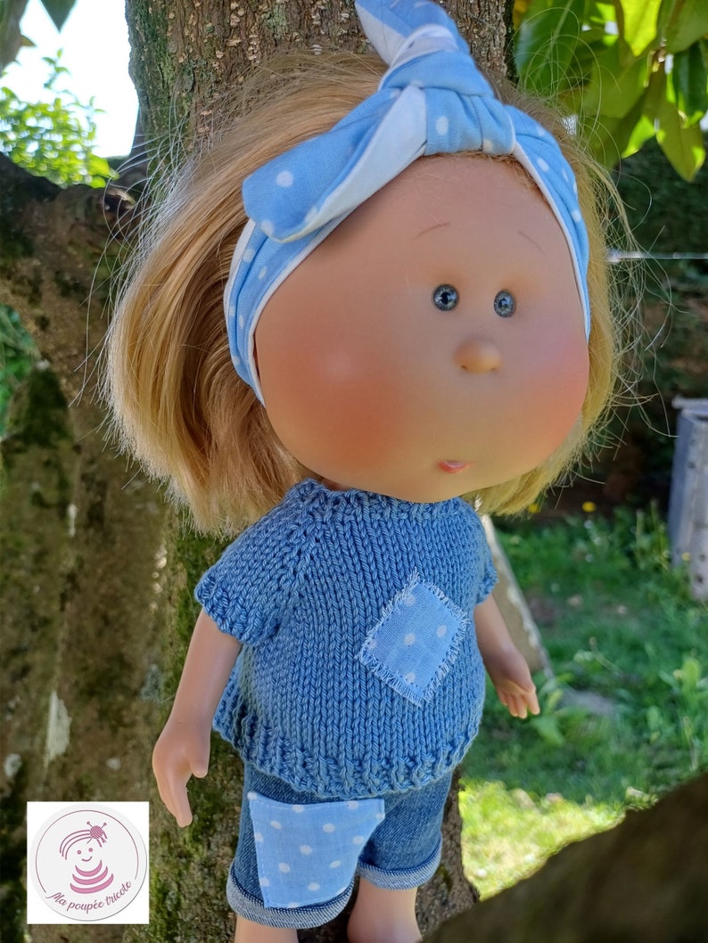 Tenue Petits pois bleus pour poupée Mia Nines d'Onil de 30 cm image 3