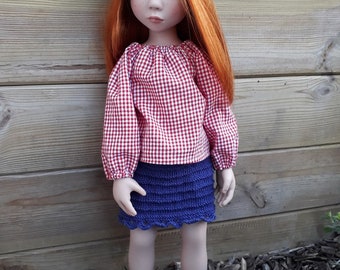 316. French and english knitting pattern PDF -  Skirt and hat for doll Zwergnase L (55 cm)