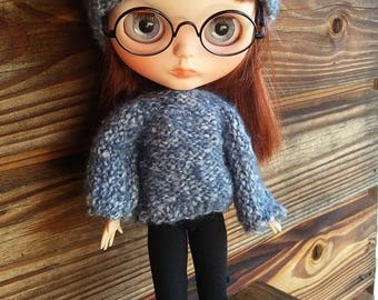 290. French and english knitting pattern PDF - Sweater and Hat for Blythe