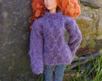 Pull irlandais en alpaca tricoté main pour Poppy Parker, Integrity Toys et Barbie