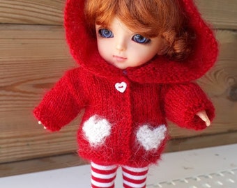 333. French and english knitting pattern PDF - Jacket, sweater and hat for BJD pukifee and Lati Yellow