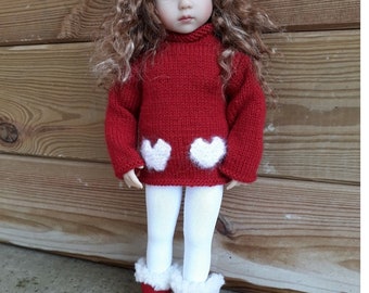 318. French and english knitting pattern PDF - Sweater and hat for Little Darling doll 13''