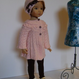 154. French and english knitting pattern PDF - Waistcoat and hat for Little Darling doll 13&#39;&#39;