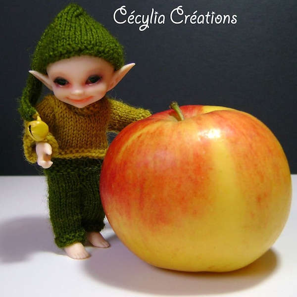192. French and english pattern PDF - sweater, pants and hat for BJD Realpuki (10 cm doll)