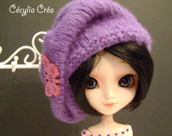 160. French and english knitting pattern PDF - Beret for Pullip