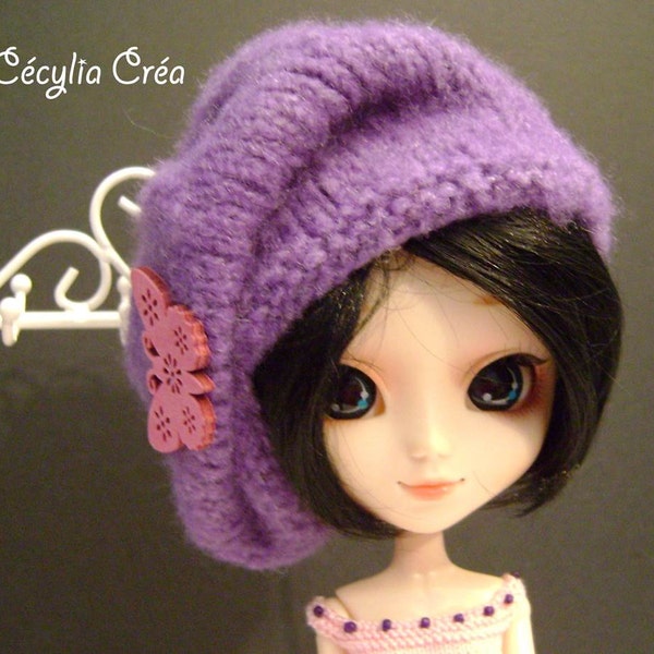 160. French and english knitting pattern PDF - Beret for Pullip